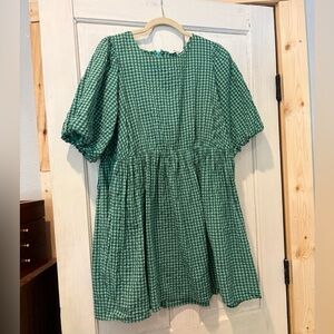 Madewell green and Black Gingham Dress